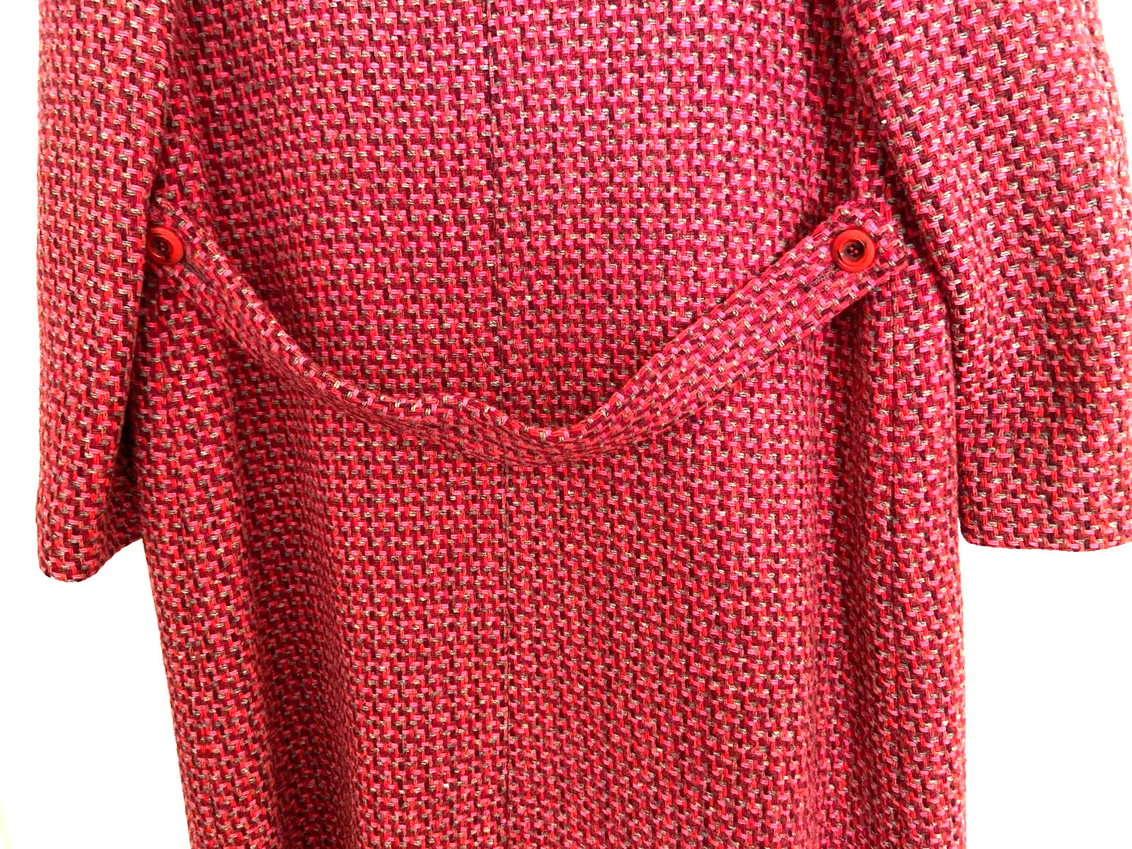 Vtg 1960’s Harris Tweed Handwoven 100% Virgin Scottish Wool Overcoat Sz M/L Red
