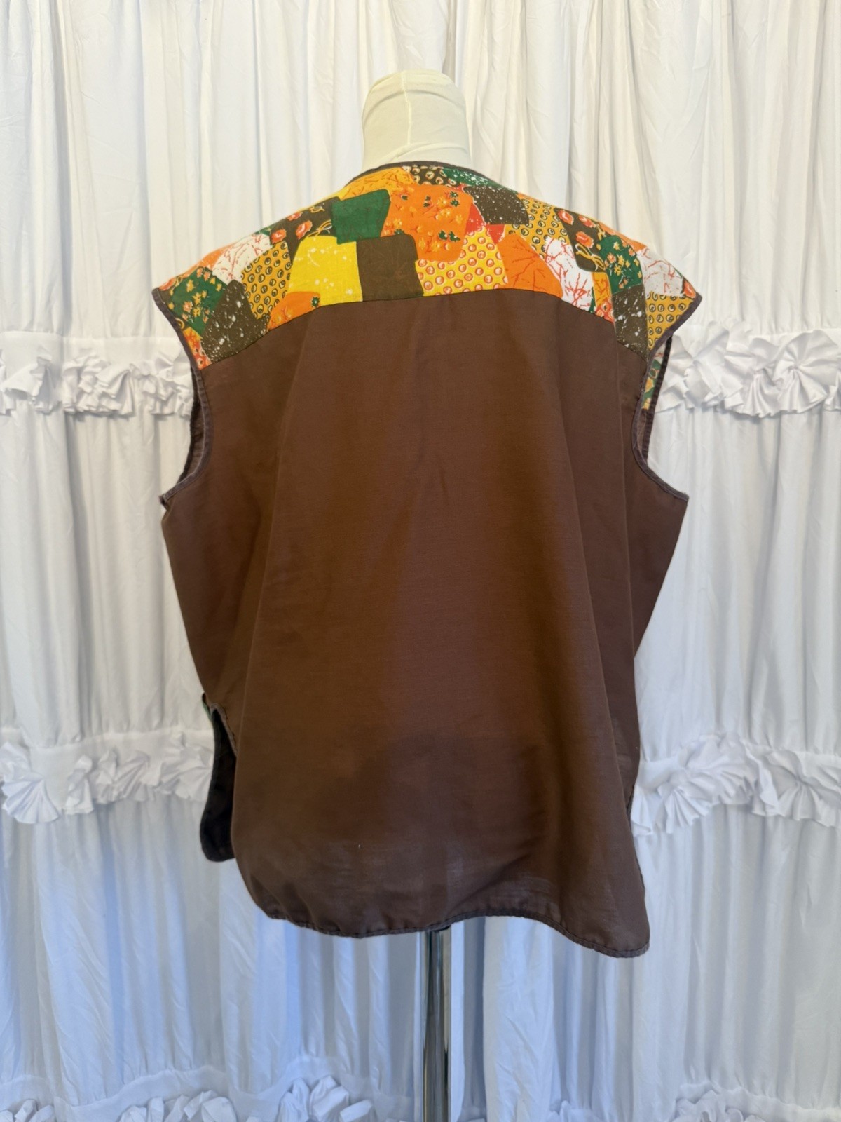 Vintage Womens Artists Smock Country Patchwork Cottagecore Large/XL 1970s