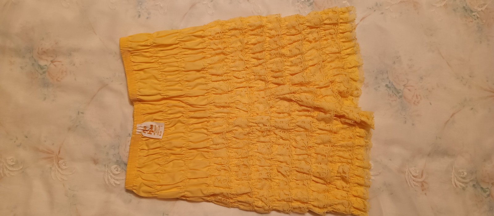 MALCO MODES VINTAGE RUMBA PANT sz S 6-7 YELLOW POLY COTTON LACE ALL AROUND#1C-23