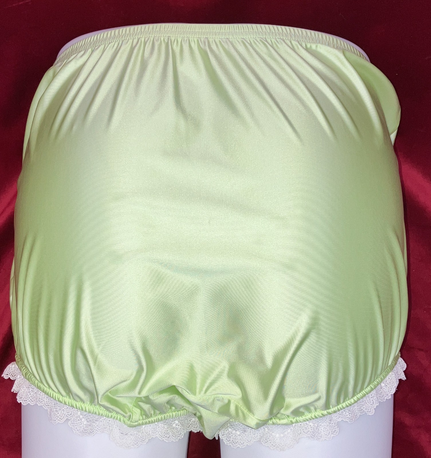 NIP 2X 3X Can-Can Granny Panty Silky Nylon Satin Lace Brief Sissy Vintage styl
