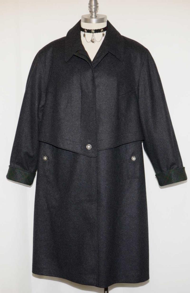 BOILED WOOL Long OVER COAT Winter Women German BLACK ~ WARM LINING Jacket XL 2XL
