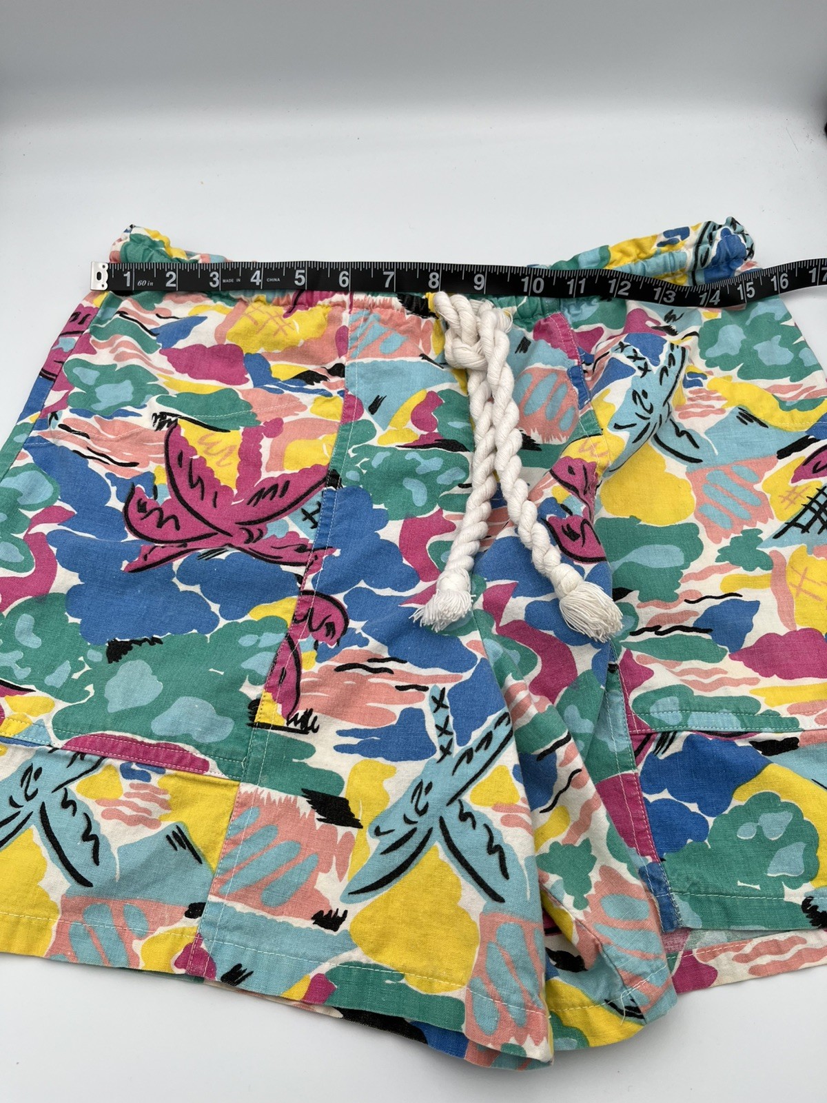 Vintage 80s California Splash Women’s Shorts Small AOP Beach Palm Tree Retro