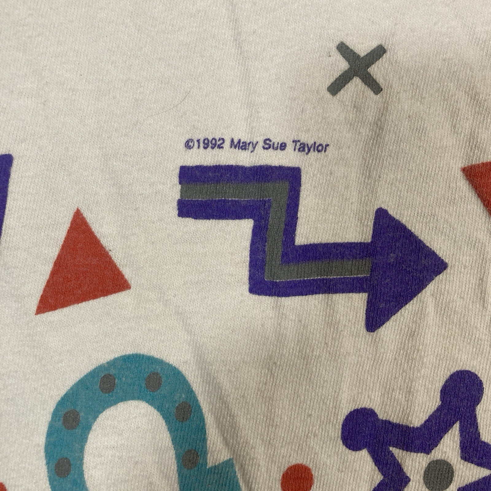 VTG 90s Pajamas Mary Sue Taylor Sleep Shirt Geometric OSFM 1992 Single Stitch