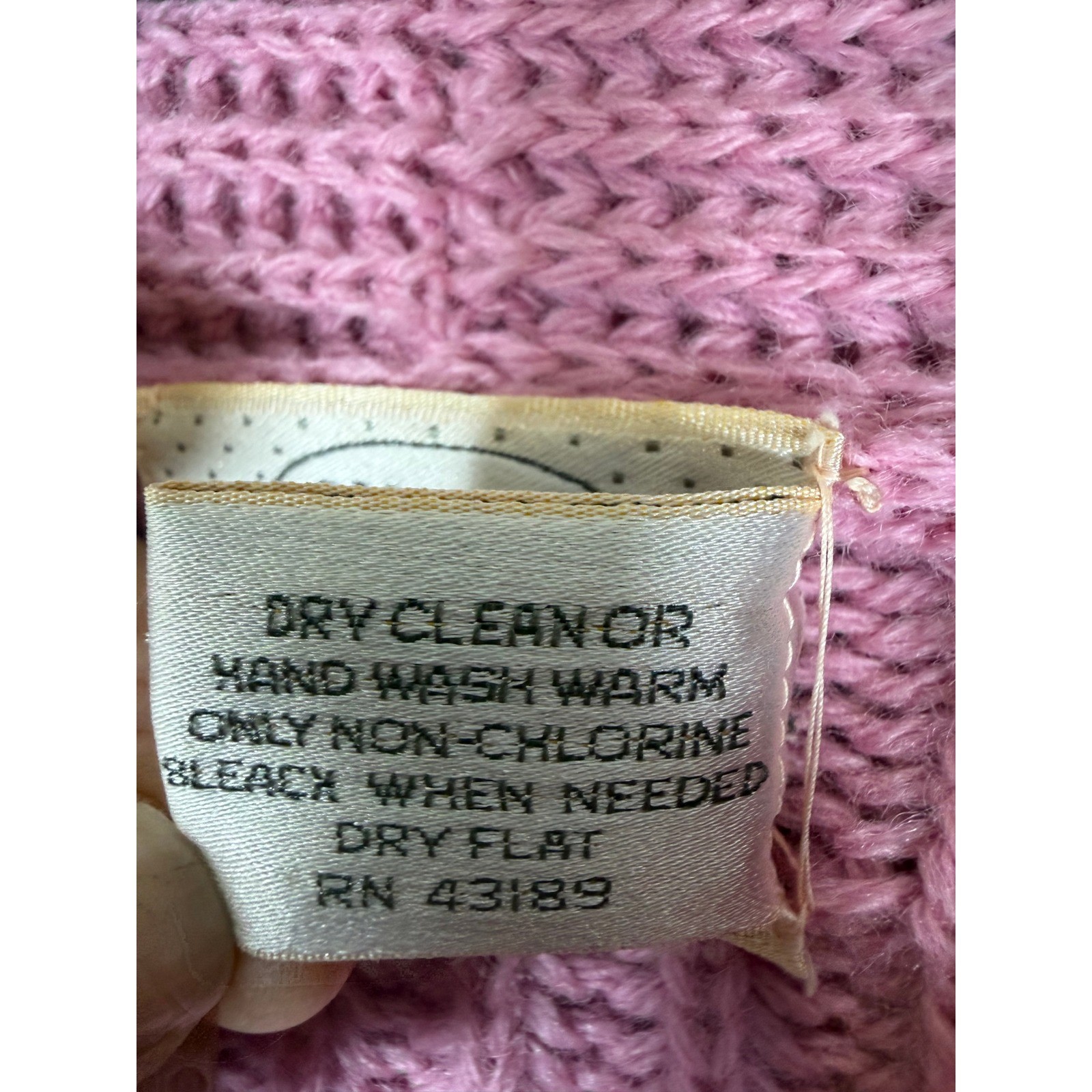 VTG Susan Bristol Cardigan Sweater Medium Pink Shetland Wool Chunky Knit Ribbed