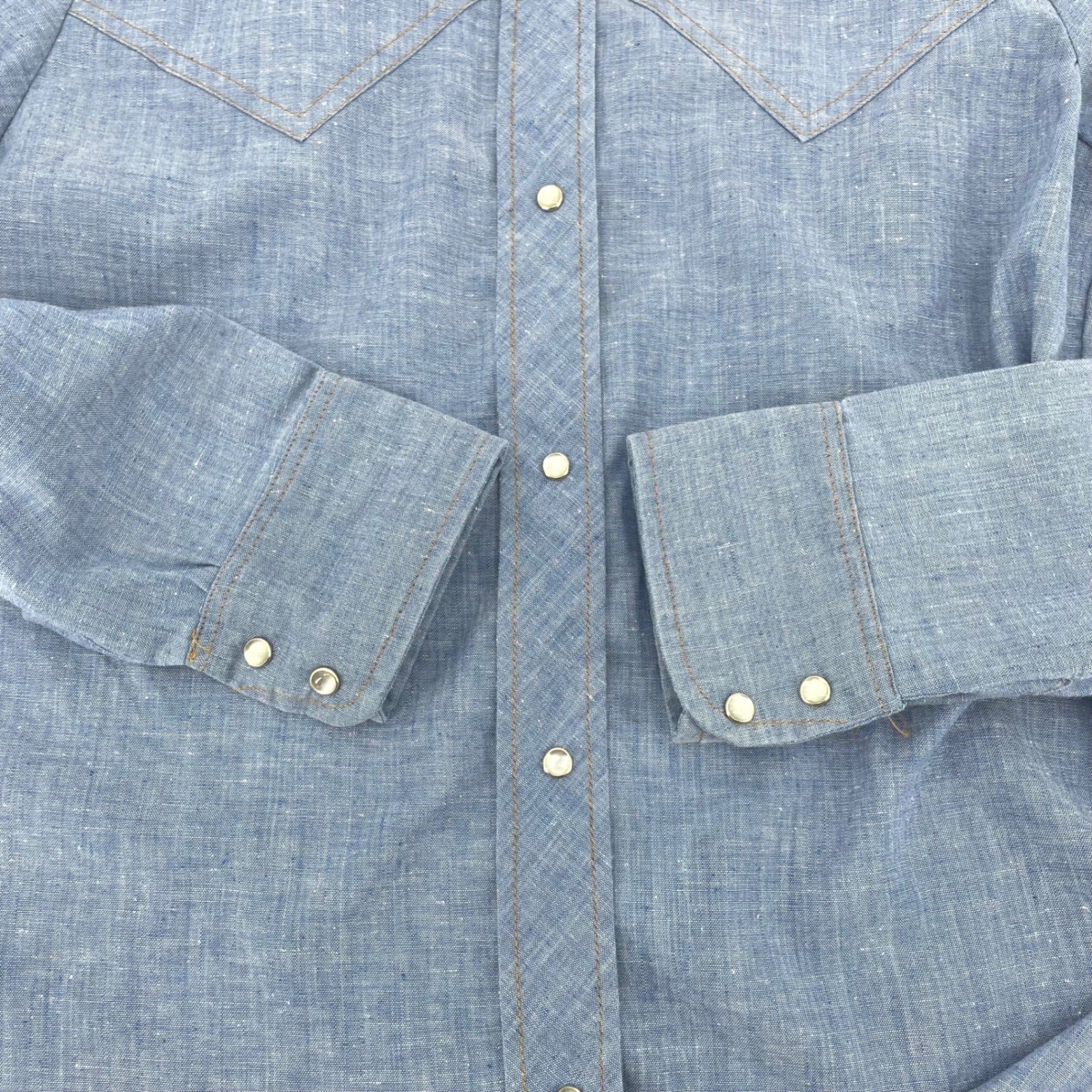 Vtg 70s Levis For Gals Western Shirt Looped L Tag Pearl Snaps L 20″ PTP Rare