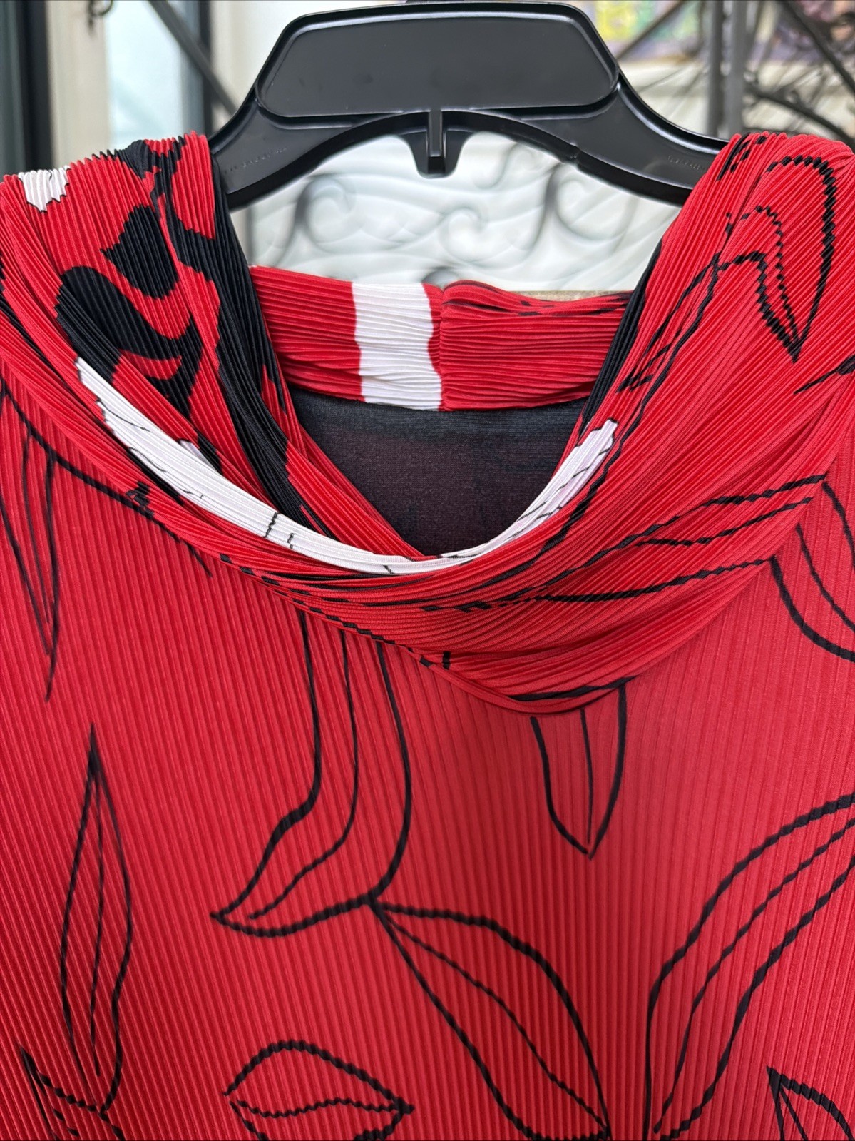 Vintage 80s Virginie Paris Red Floral Pleated Drop Waist Dress (Made In France)