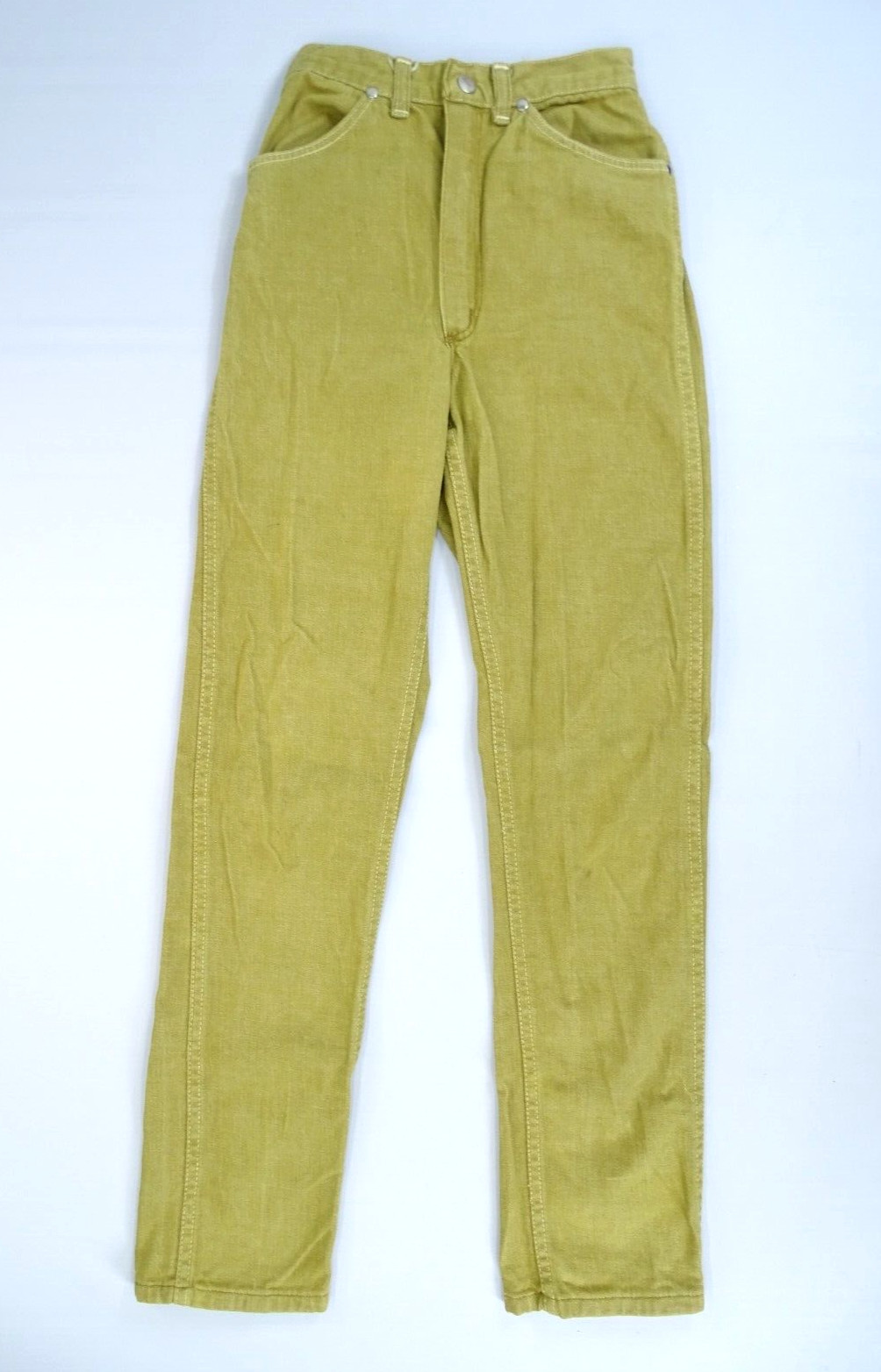 Maverick Jeans Womens 7/8 Slim Mustard Yellow Vintage 70s High Waist USA Retro