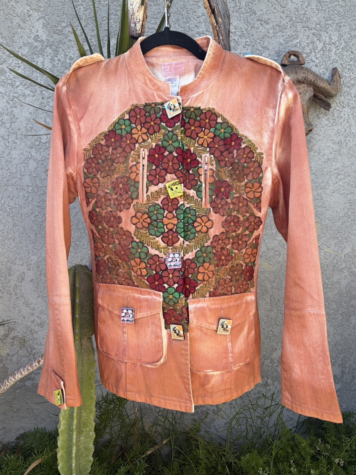 Custo Barcelona “Tourist” Multi-Colored Boutique Embroidered Blazer RARE Size S