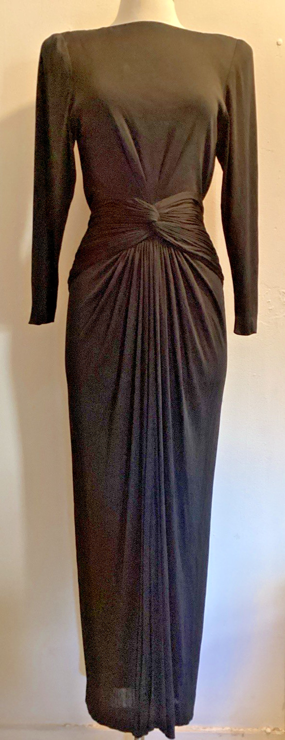 vintage 70’s matte silk jersey Jill Richards disco pleated long evening dress S