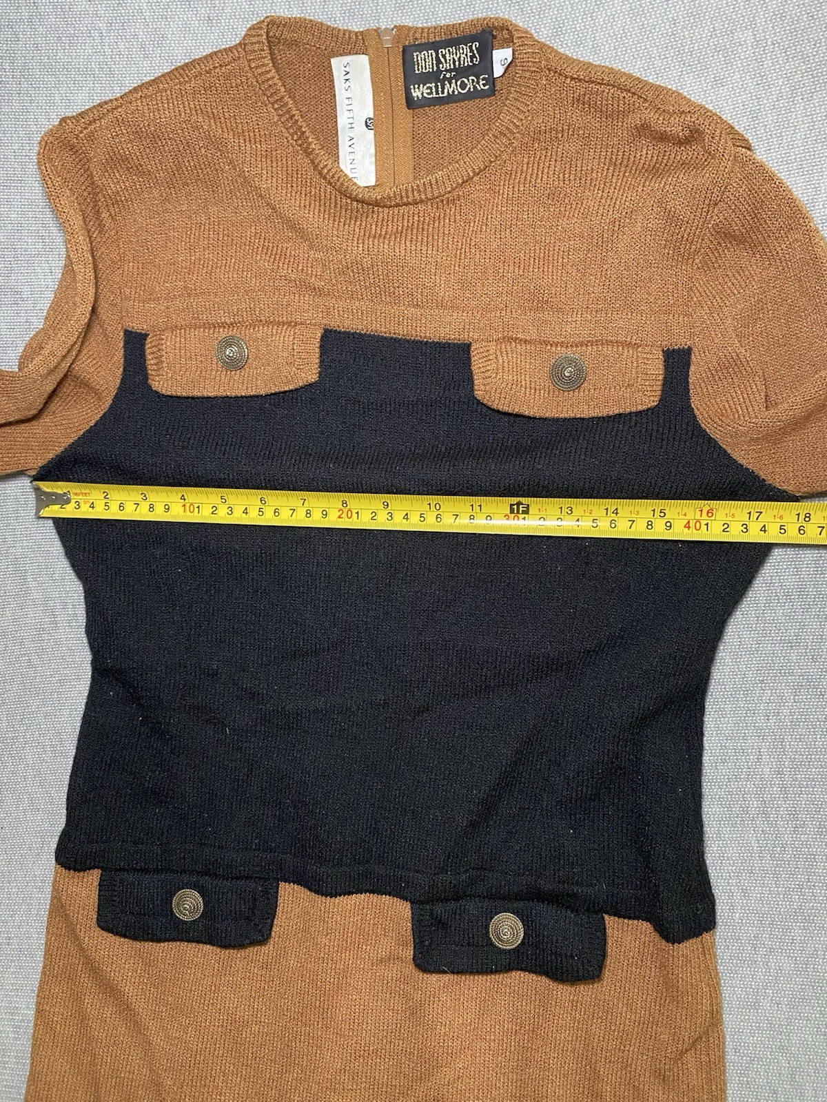 Vintage Don Sayres for Wellmore Wool Knit Dress Gold Buttons Women’s 6 USA