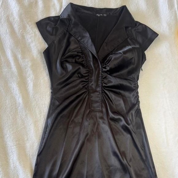 Y2K vintage Ruby Rox black silky office siren dress grunge emo goth