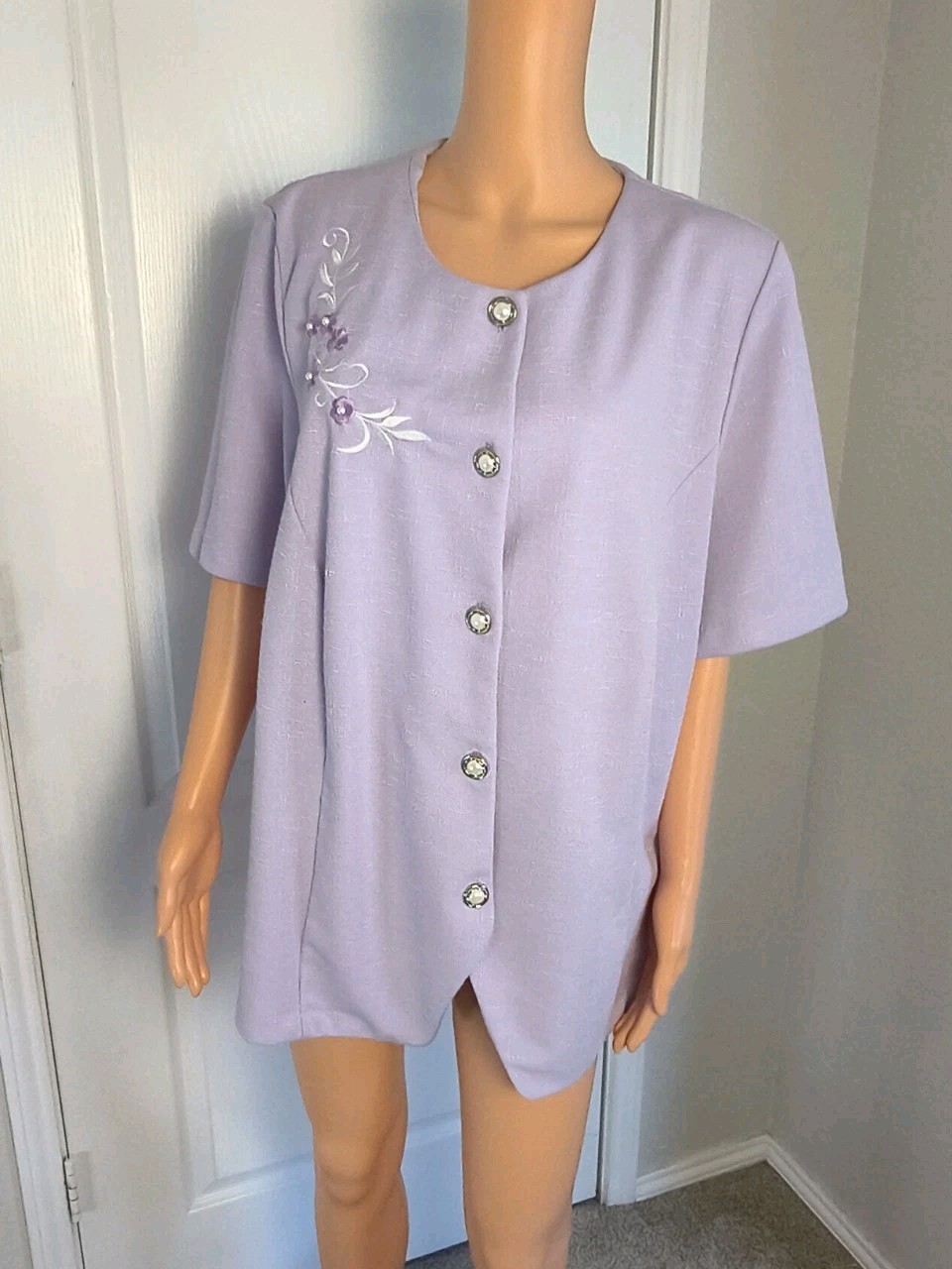 Vintage Lavender Embroidery Top Cottagecore Fairycore Grandmacore Size 22WP -P32