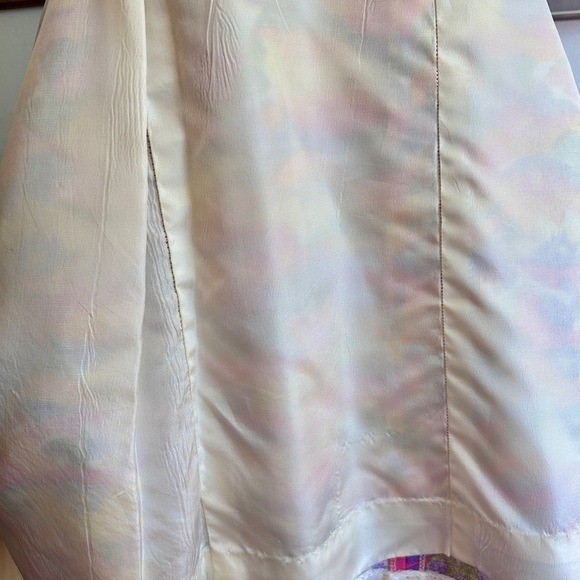 Vintage 60s Woven Linen Psychedelic Flower Power Fitted Dress