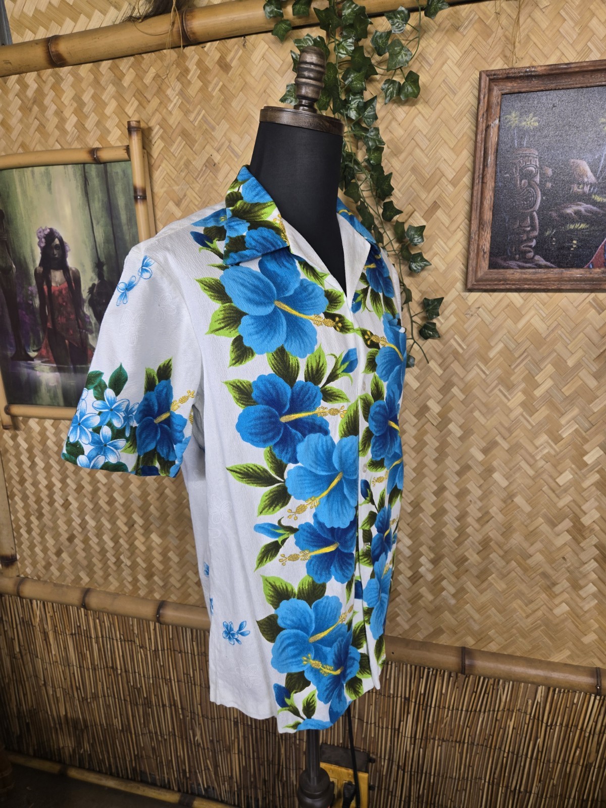 Vintage Ui-maikai Hawaiian Barkcloth Honeymoon Aloha Dress & Shirt Set w1257