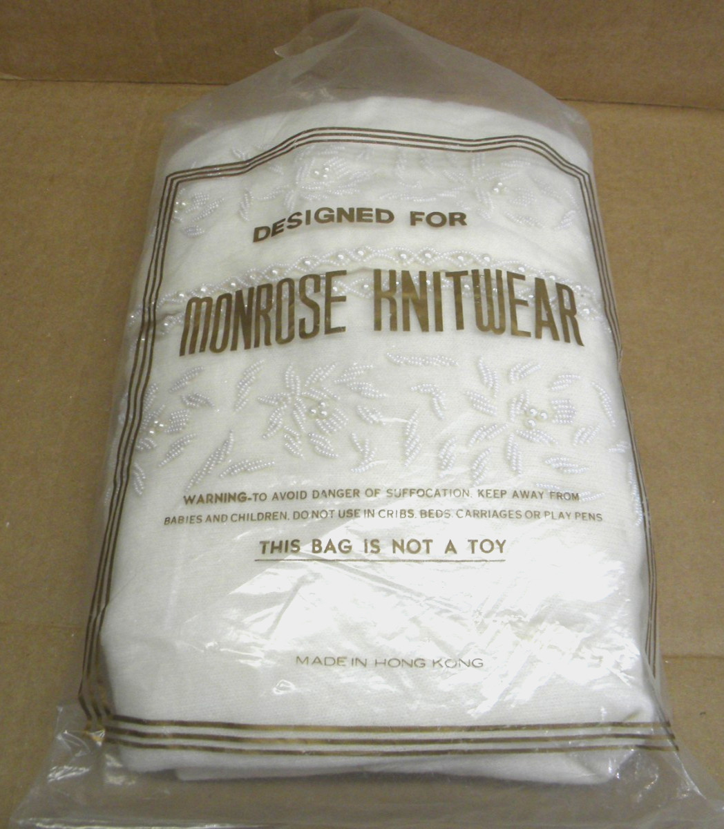 Vintage 1960s Monrose Sportswear Ivory Wool Angora Beaded Top Blouse
