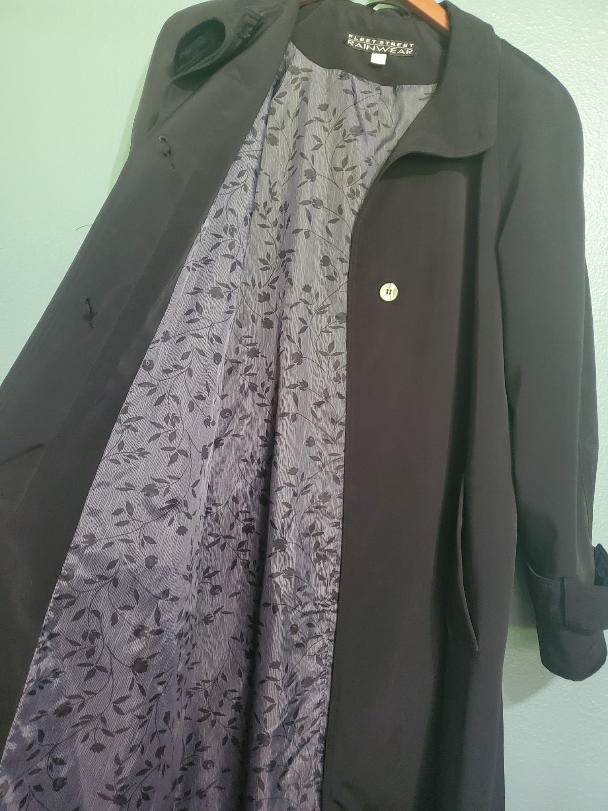 Fleet Street Size 10 Ladies Vintage Rain Wear Black Trench Coat