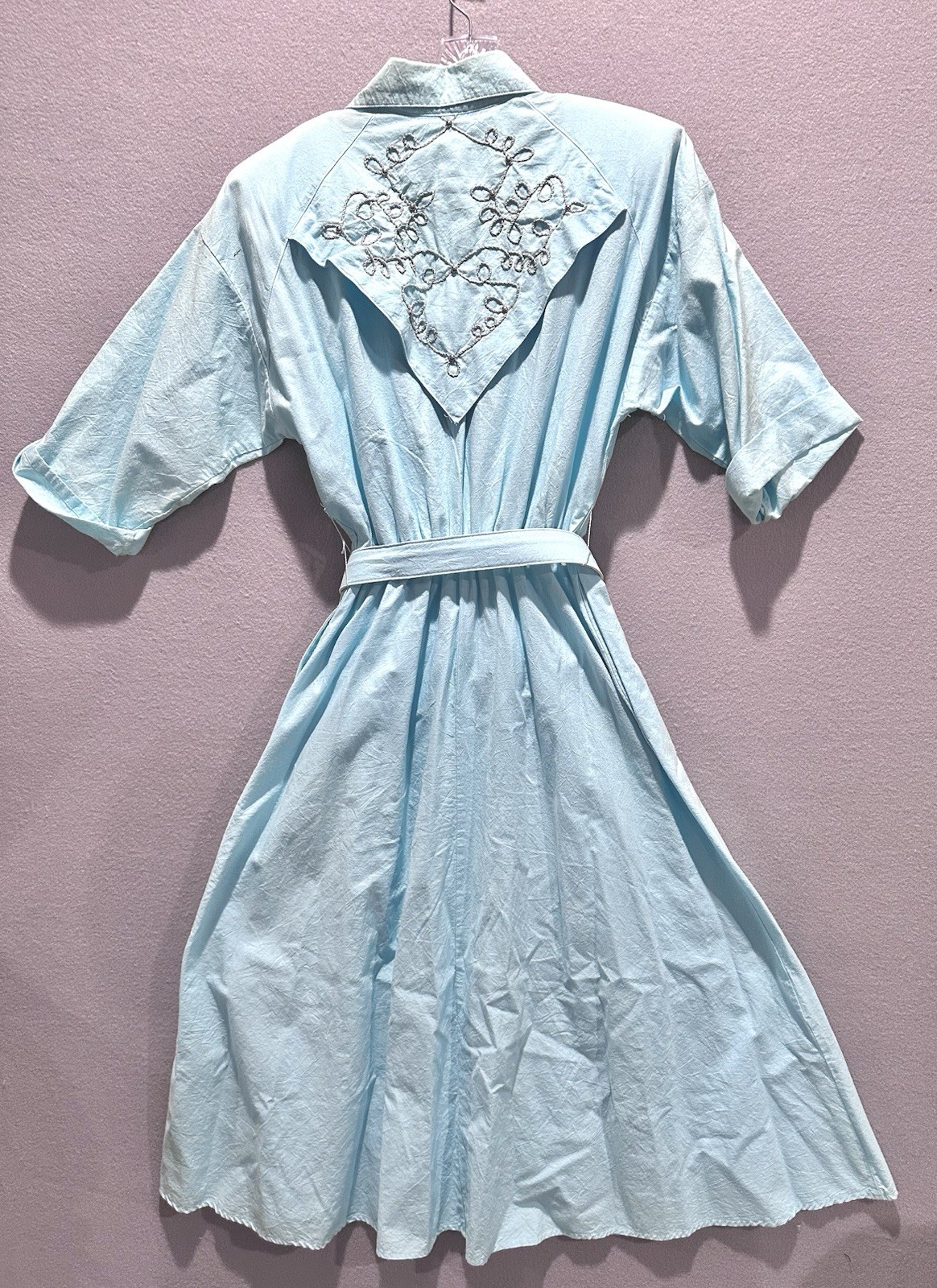 Vintage Western Rodeo Cowgirl Dress Rockabilly Midi Cotton Cosplay Blue Sz 7/8