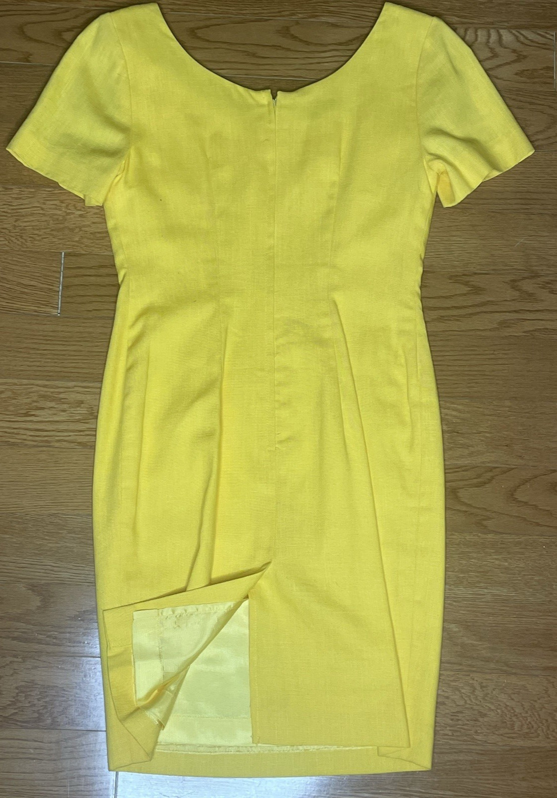 Vintage Santa Fe Jim Tremblay Size 2 Lemon Yellow BodyCon Mini Sheath Dress USA