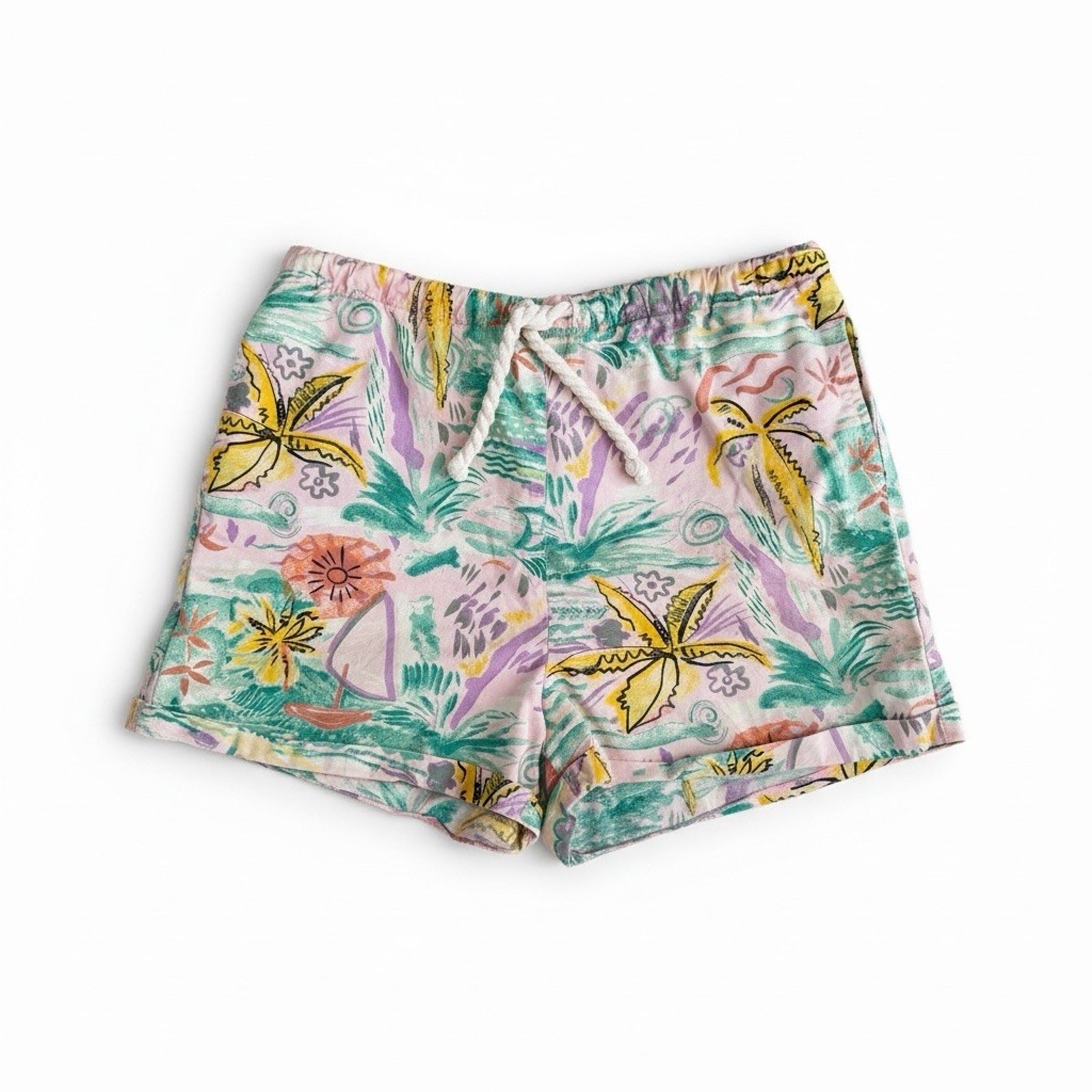 Vintage 80’s Shorts Energie bi currants Cotton Tropical Drawstring Shorts Large