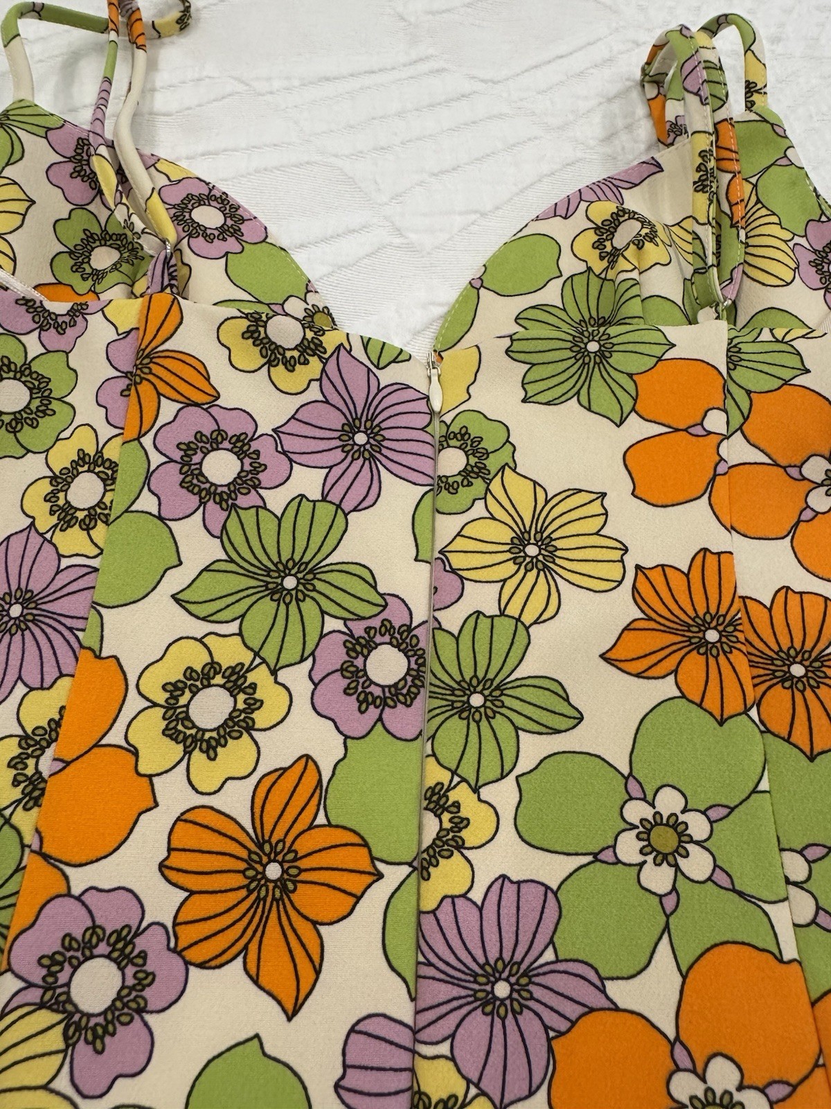ZARA Floral Yellow Green Orange Purple Sleeveless Mini Dress Women’s S