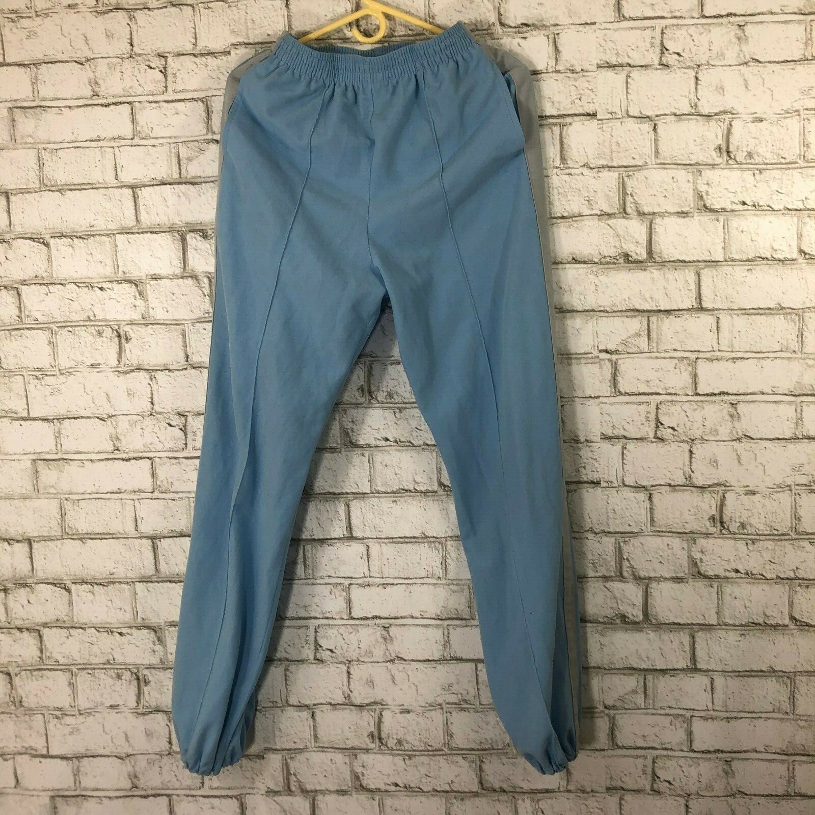 Vintage Bonnie Sportswear Blue Gray Stripe Tracksuit Track Jacket Sweat Pants M