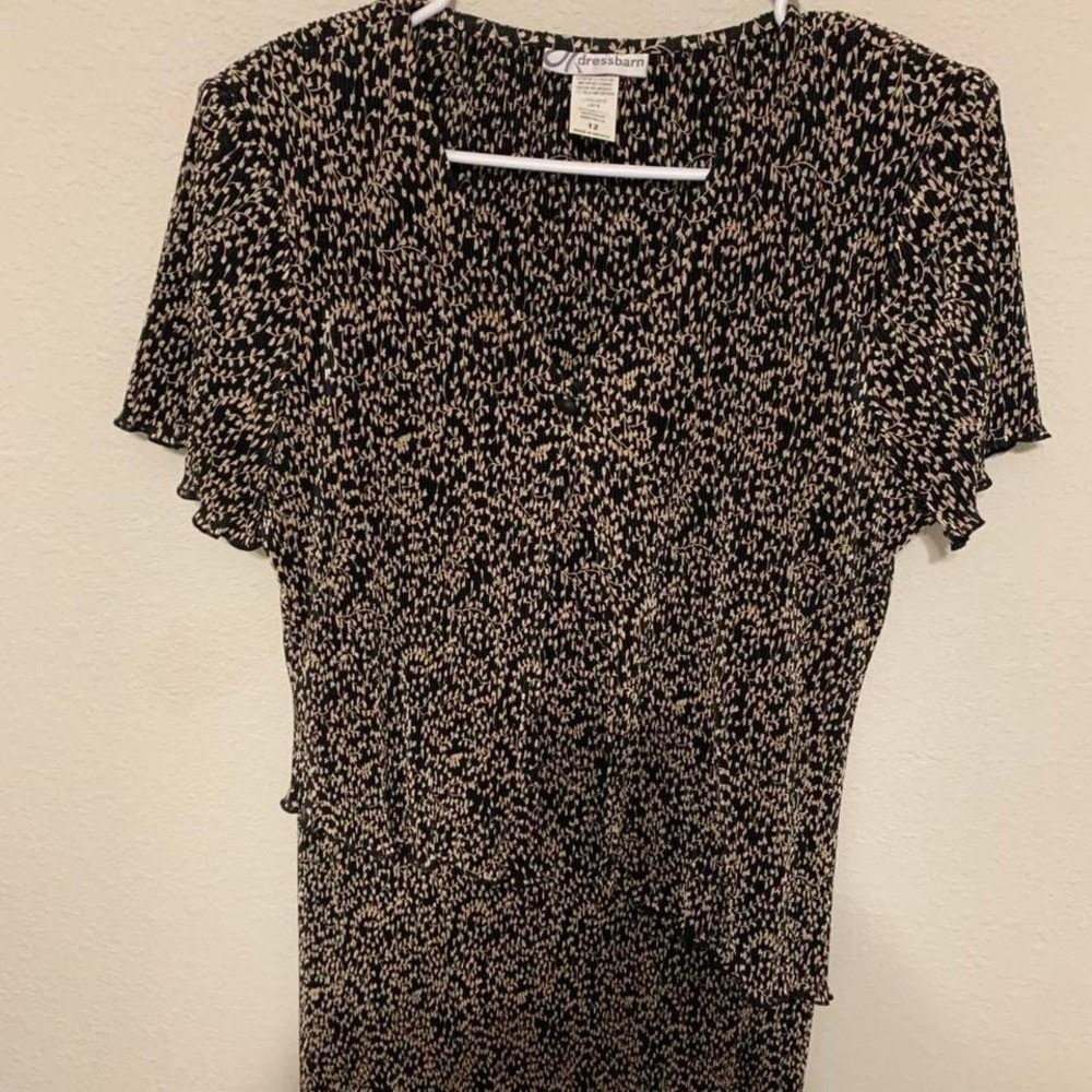 Dressbarn Women’s Size 12 Black & Tan Dress Vintage Shoulder Pads Lightweight