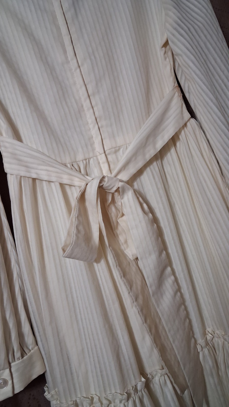 1970’s Long Boho Style Ivory Lace Up Bodice Cotton Dress By Zum Zum