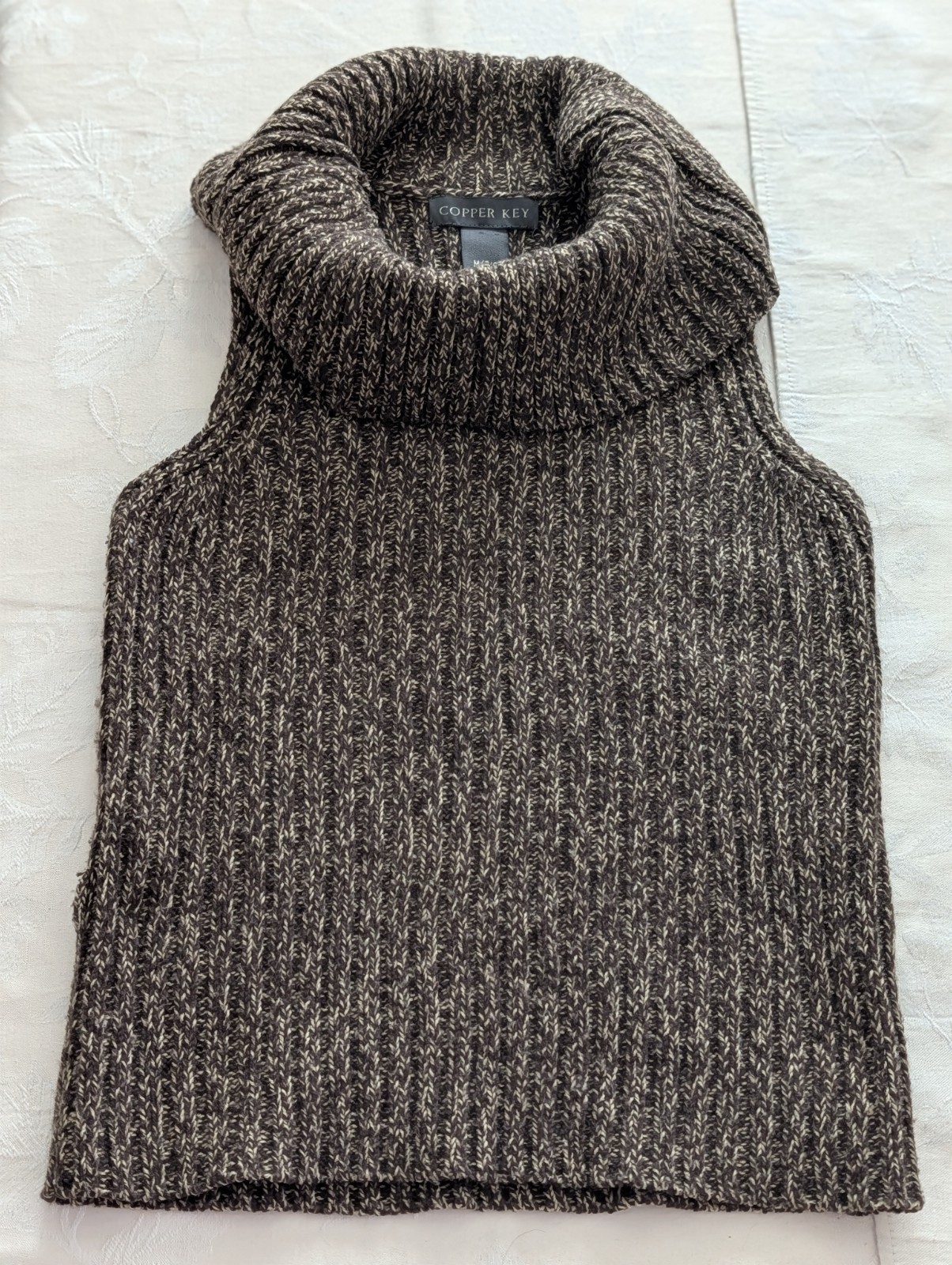 VTG Copper Key Brown Chunky Knit Sleeveless Turtleneck Sweater Vest M 7/9