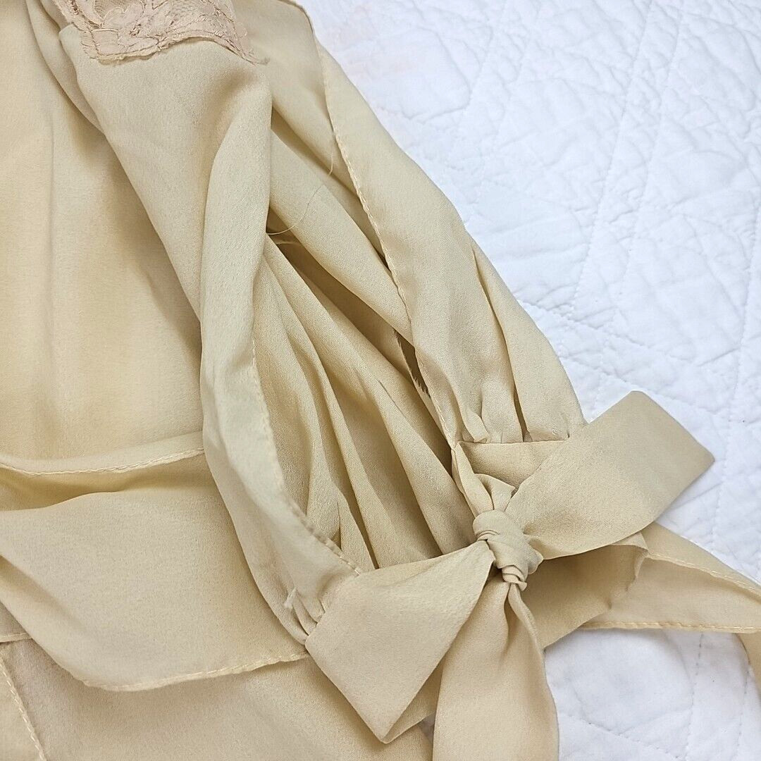 VTG 70’s Cream Lightweight Long Sleeve Maxi Dress Size S Malibu Media