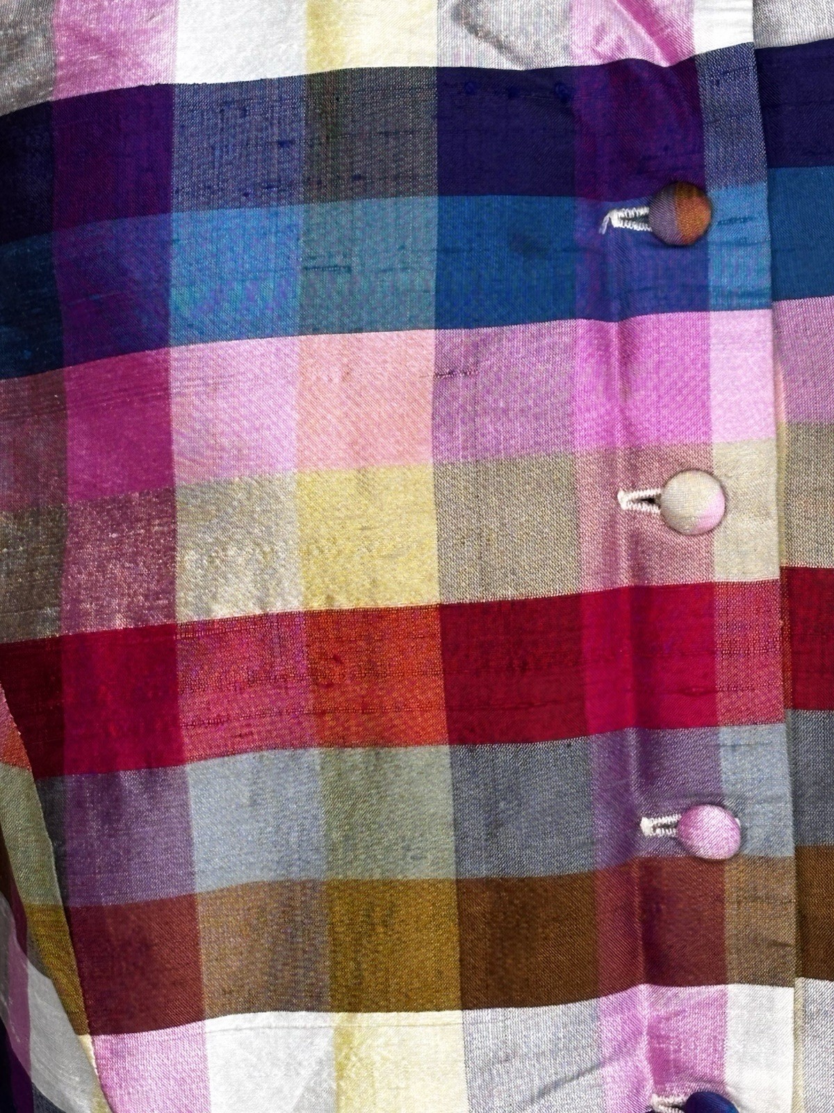 Vintage Limited America Women’s Plaid Silk Button Up Vest Size Large