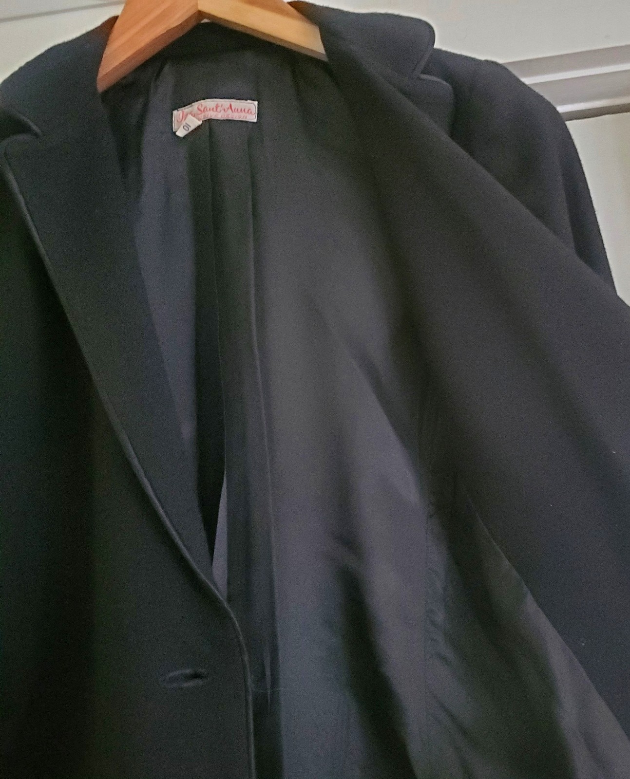 Vintage Iza Sant’ Anna Black Wool Crepe Blazer Jacket