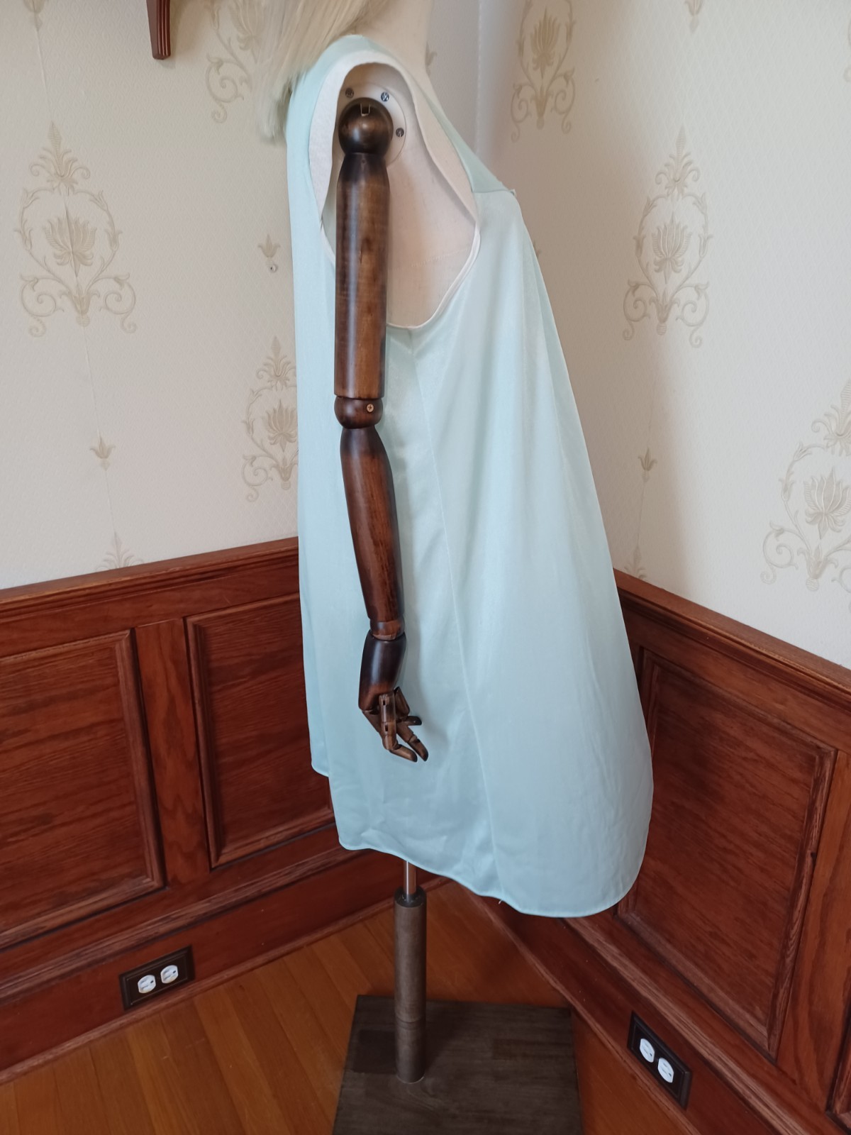 Vintage 1960s/70s Paramount Sea Green/Floral Fairy Cottagecore Lingerie Dress
