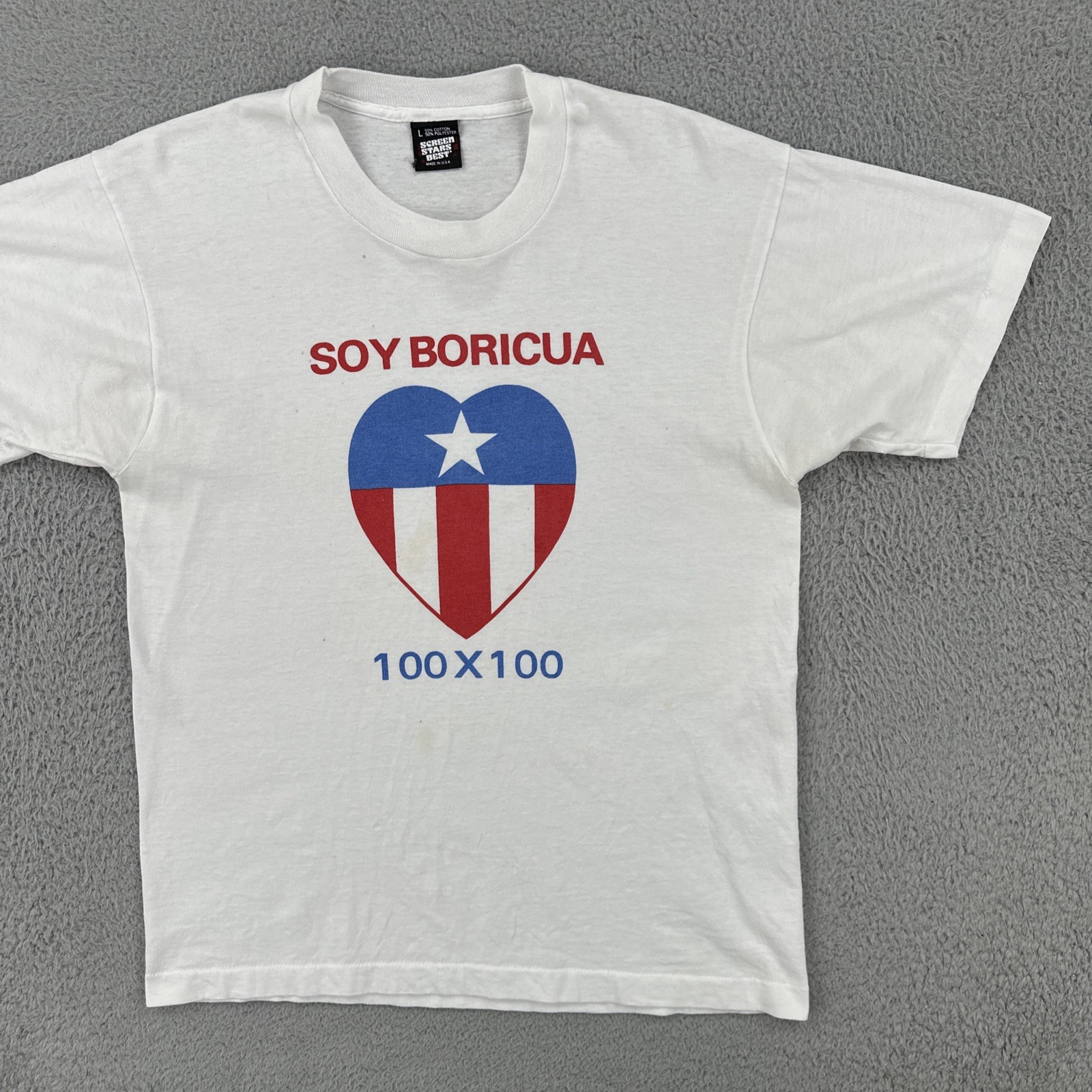 Vintage Screen Stars Best Large White T Shirt Made In USA Soy Boricua 100×100