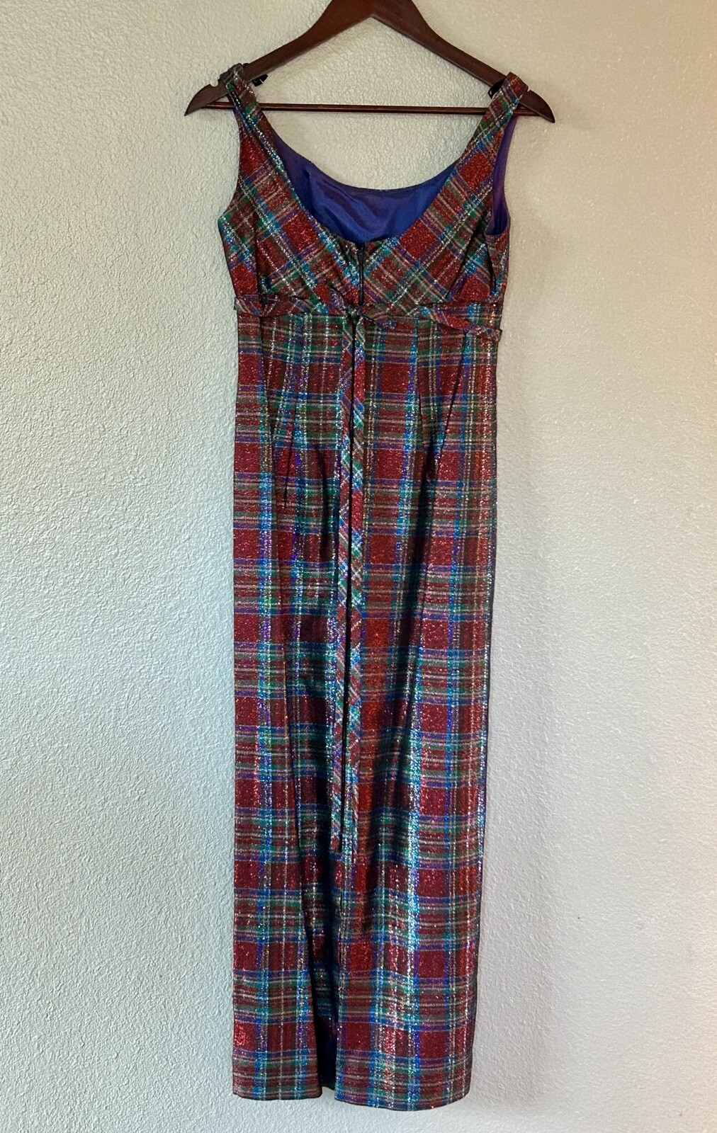 Vintage 50s Peter Robinson Plaid Empire Waist Holiday Party Dress US Size 4