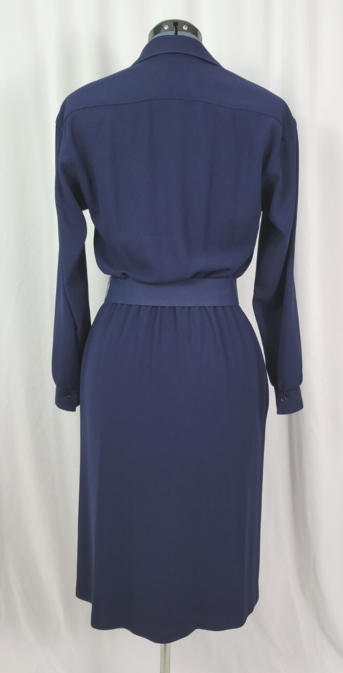 Vintage Donna Morgan for Non Stop Navy Blue Shirt Dress w Belt Size 7/8