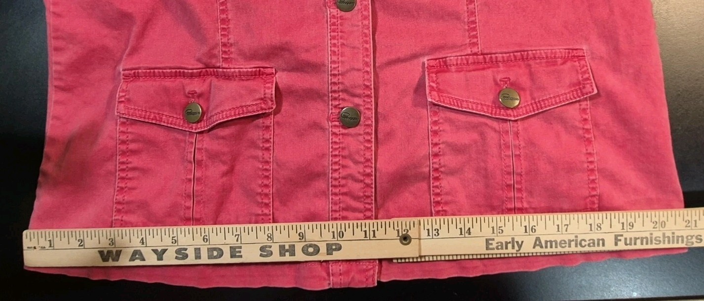 90’s 2pc Cappagallo Red Denim Jacket sz Lrg & Pants sz Med Women’s Pkts VTG
