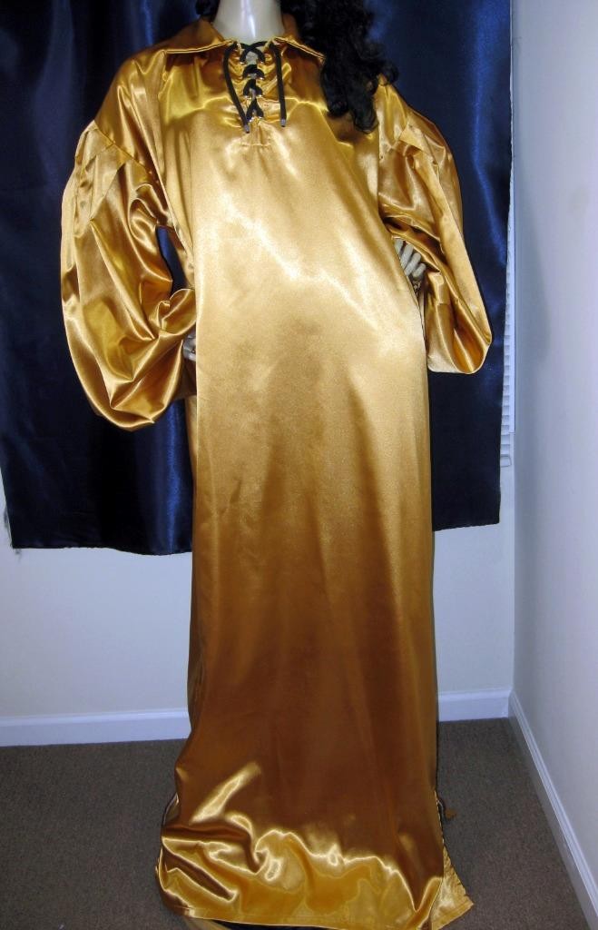 VINTAGE: SATIN! Shiny GOLD Bridal Satin Ballooon Gown 68” Long!