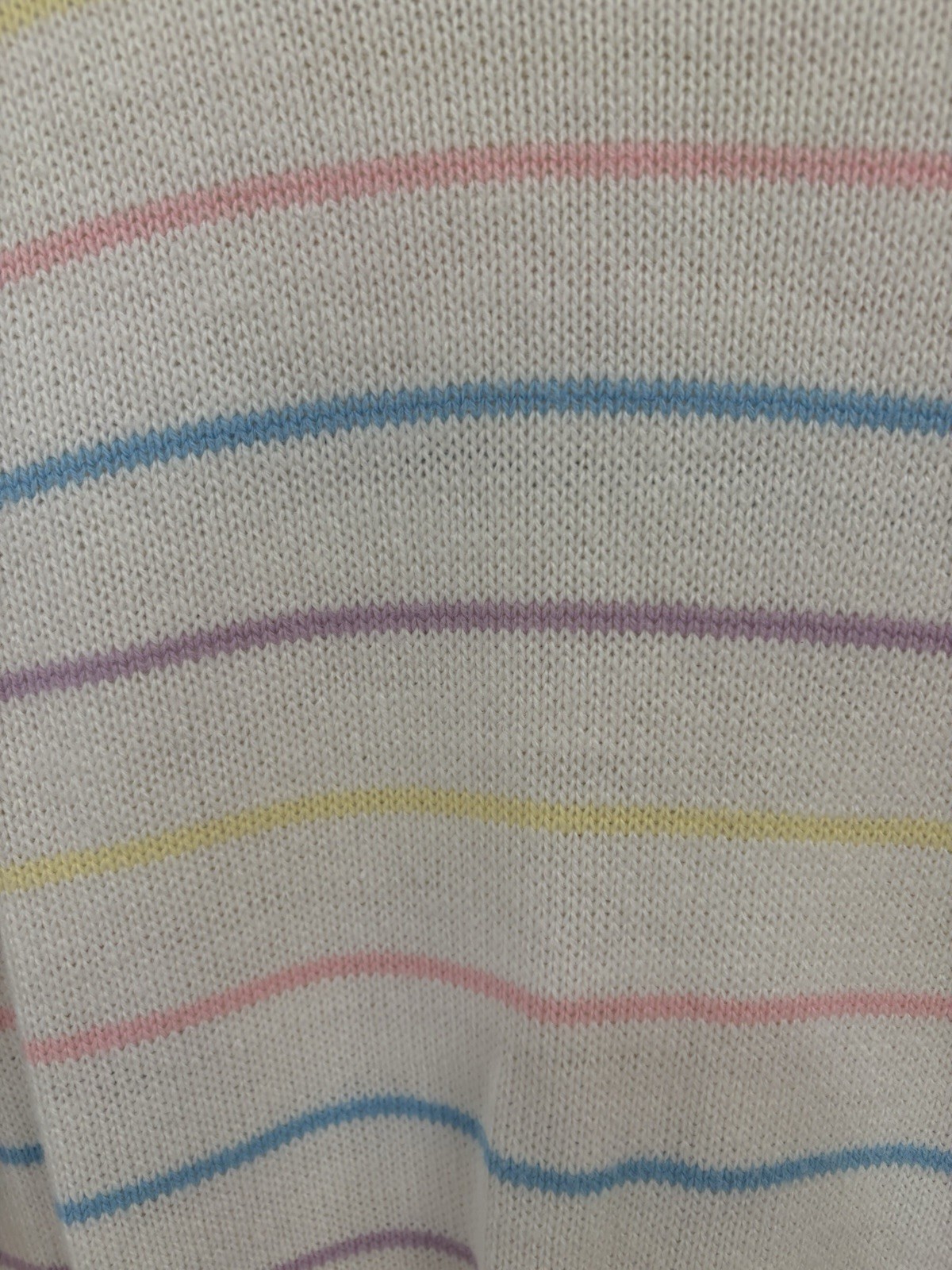 Vintage 80s Cream Pastel Stripe Knit Gardner USA Made Sweater