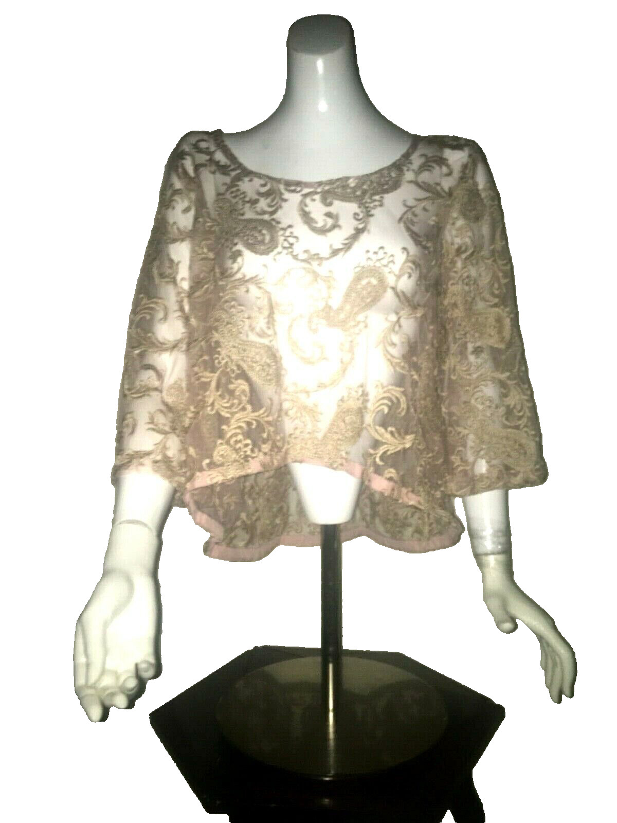 Vintage blouse unbranded handmade color brown laced nice