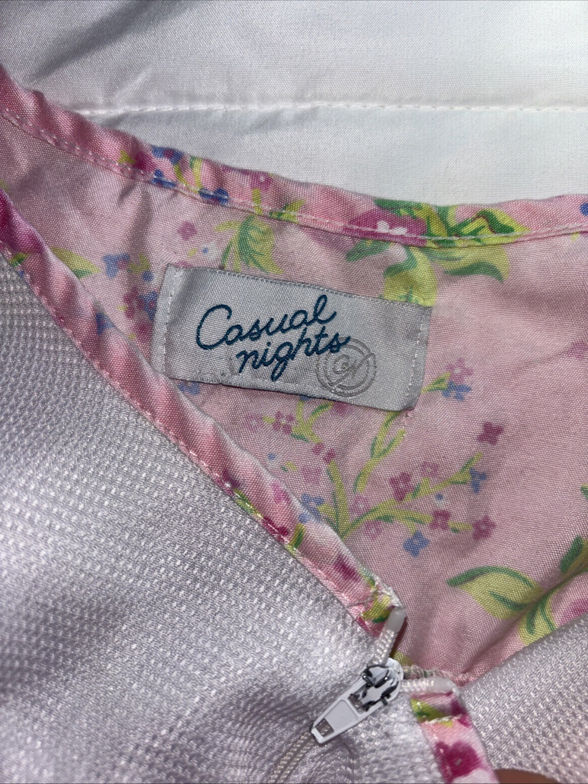 Vintage Casual Nights Pink Floral Zip Front House Coat Dress Nightgown XL