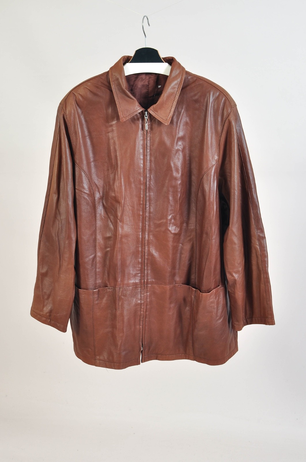 Vintage 90s Polar Real Brown Leather Jacket XXL/XXXL
