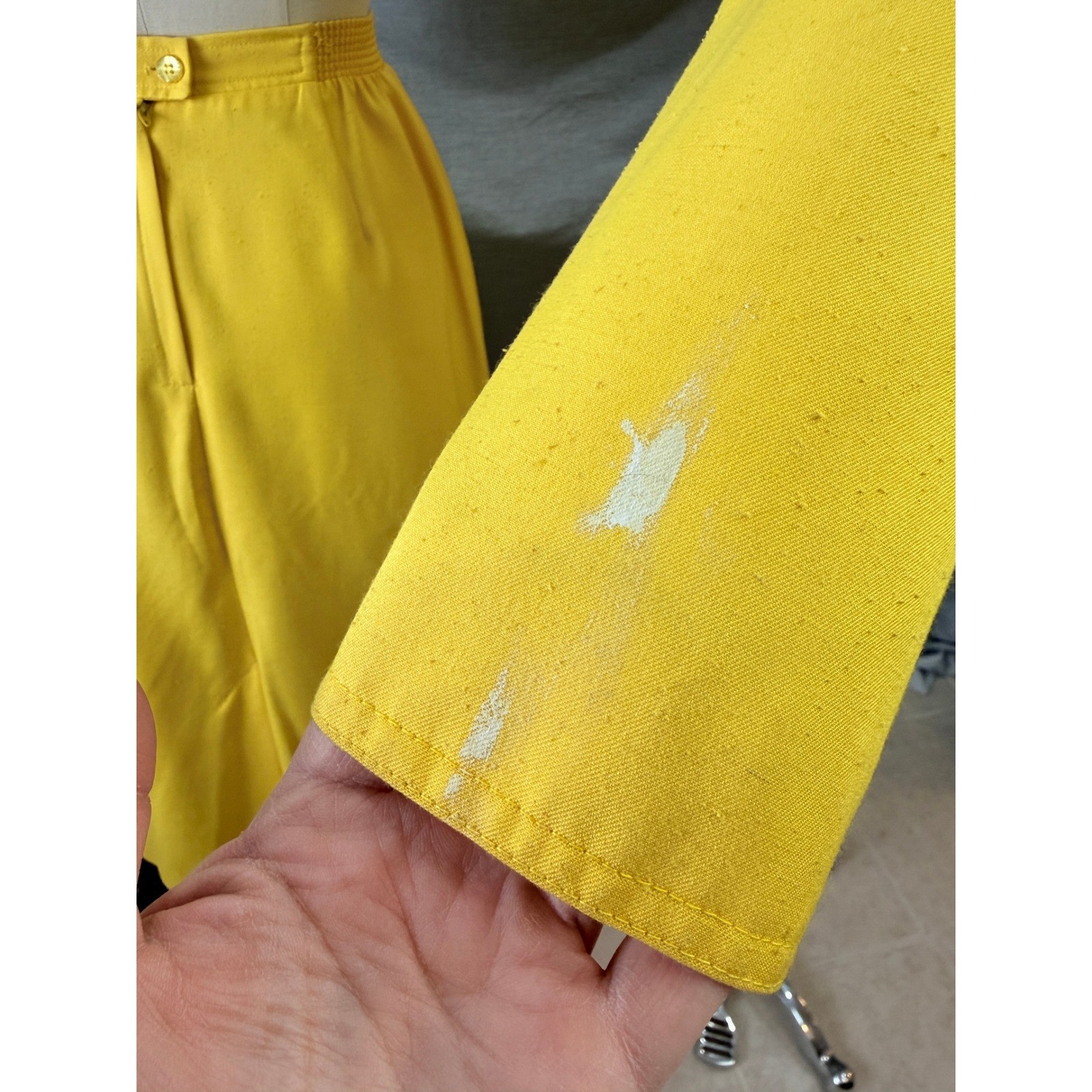 Vintage 80s Edith Flagg Three Flaggs Yellow Skirt Suit Skinner Couture Fabric 10