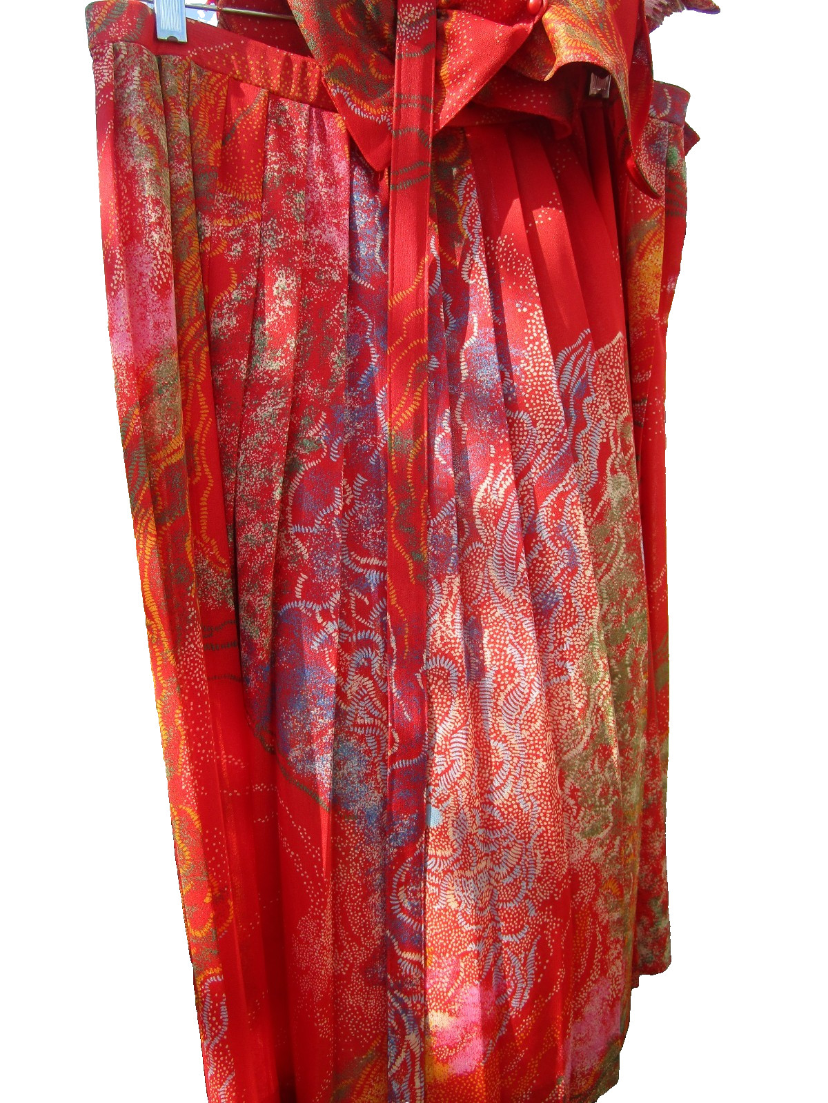 Vtg Wilroy Traveller NY Red/Multi Oriental Style Skirt Set Women’s Size 14 NOS