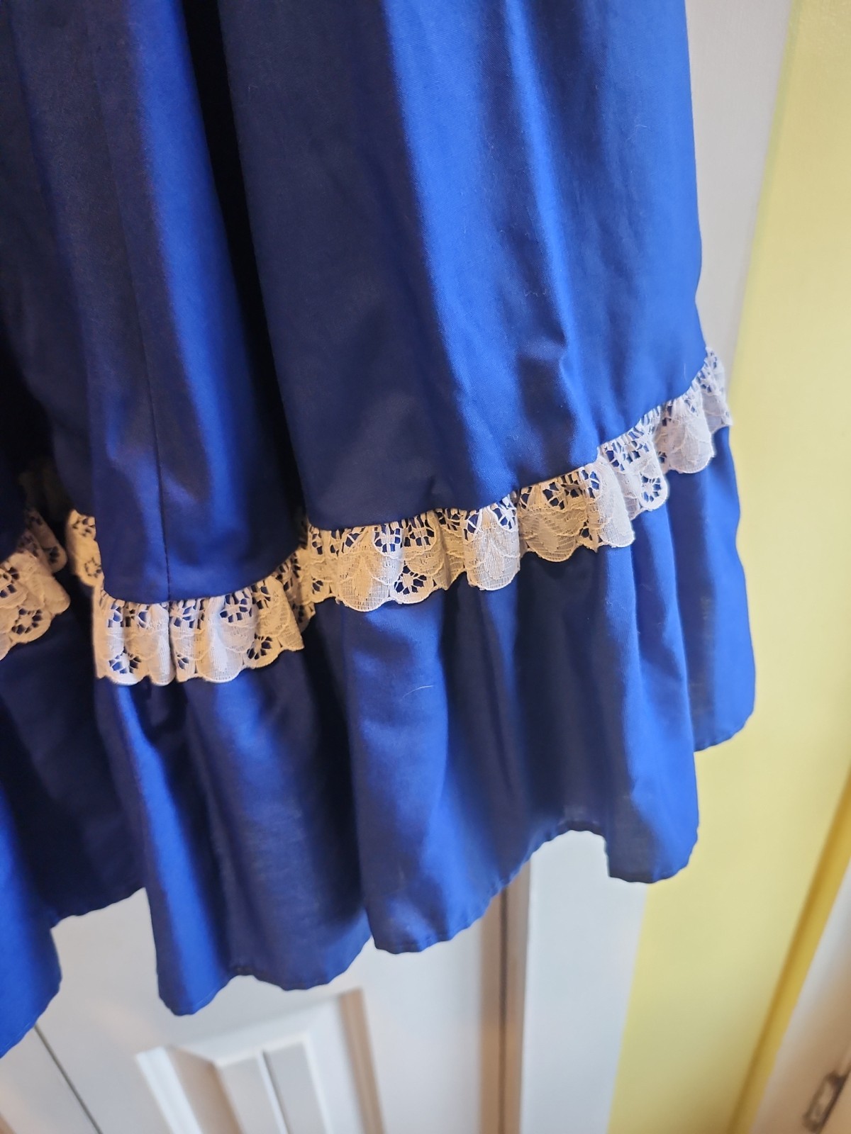 Partners Please! Malco Modes Square Dance Skirt XL & Blouse L Blue w White Lace