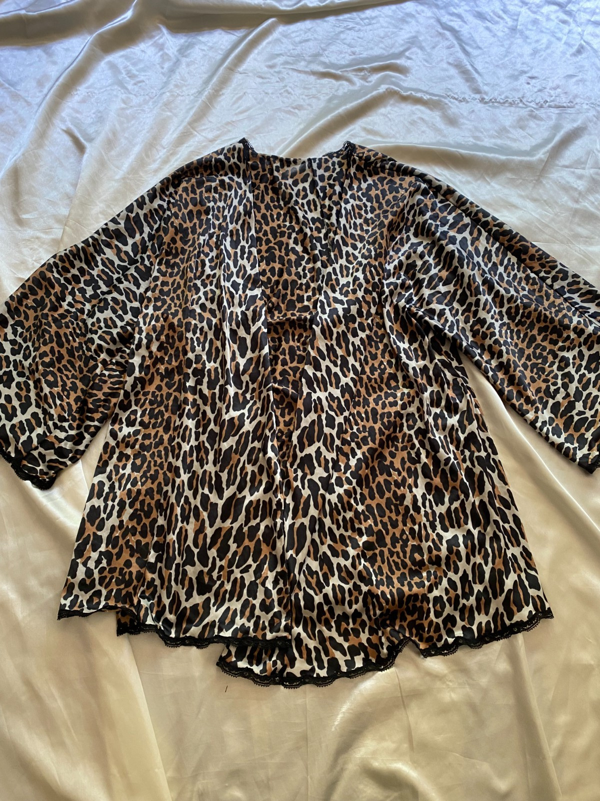Vintage 1960s Leopard Mini Half Slip & Robe Set Boho Small