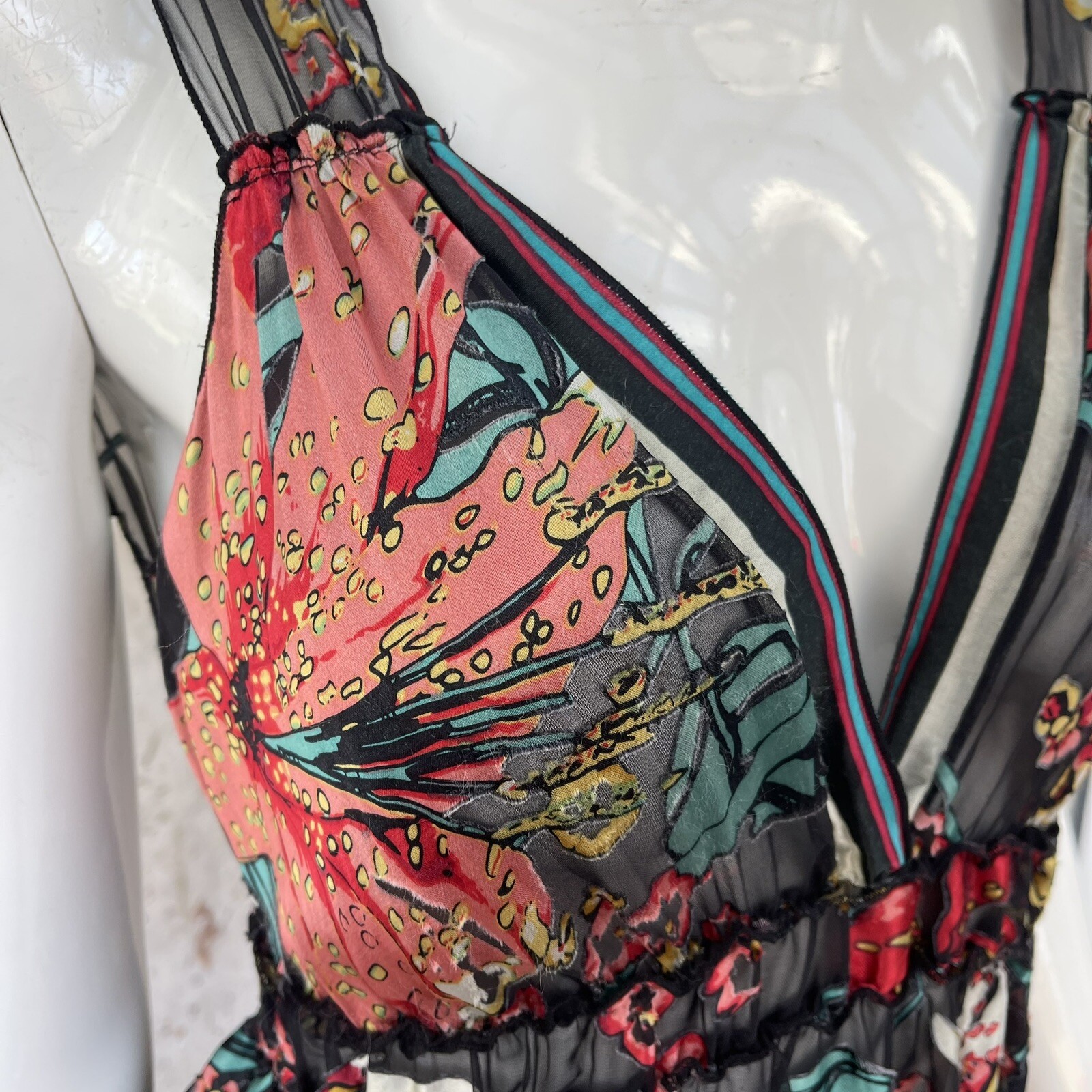 Vtg Y2K Anthropologie Silk Velvet Floral Sleeveless Dressy Top By Hale Bob, S