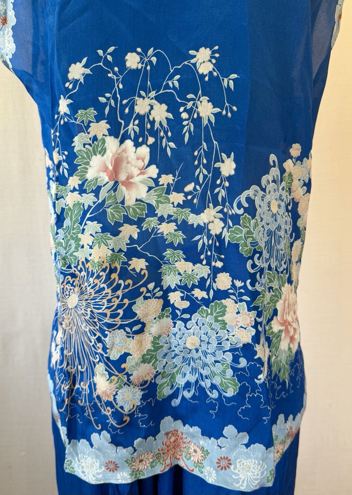 Vintage Antique 1920s 1930s Japanese Pongee Silk Loungewear Beach Pajamas 40 L