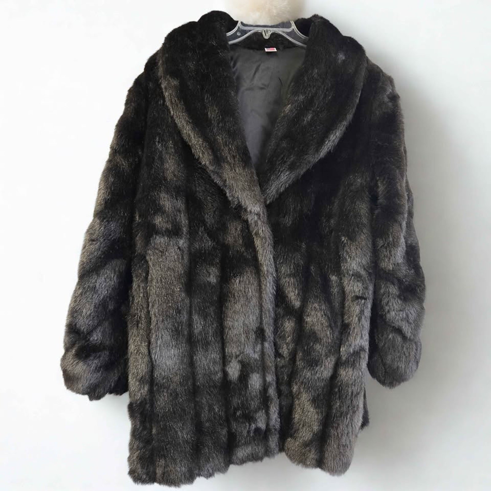 Monterey Fashions Faux Fur Glamour Mob Wife Winter Coat Brown Large