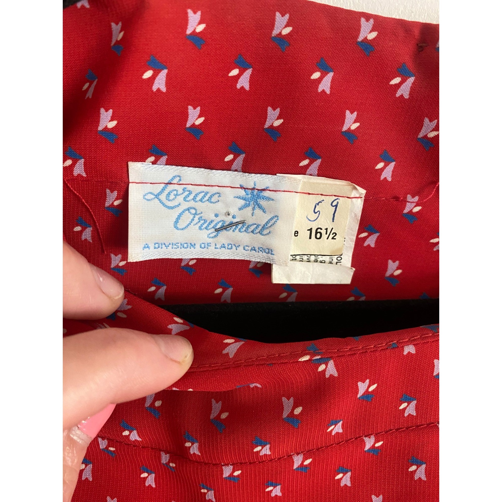 Vintage Lorac Original Red Micro Print Drop Waist Asymmetrical Dress Size 16.5