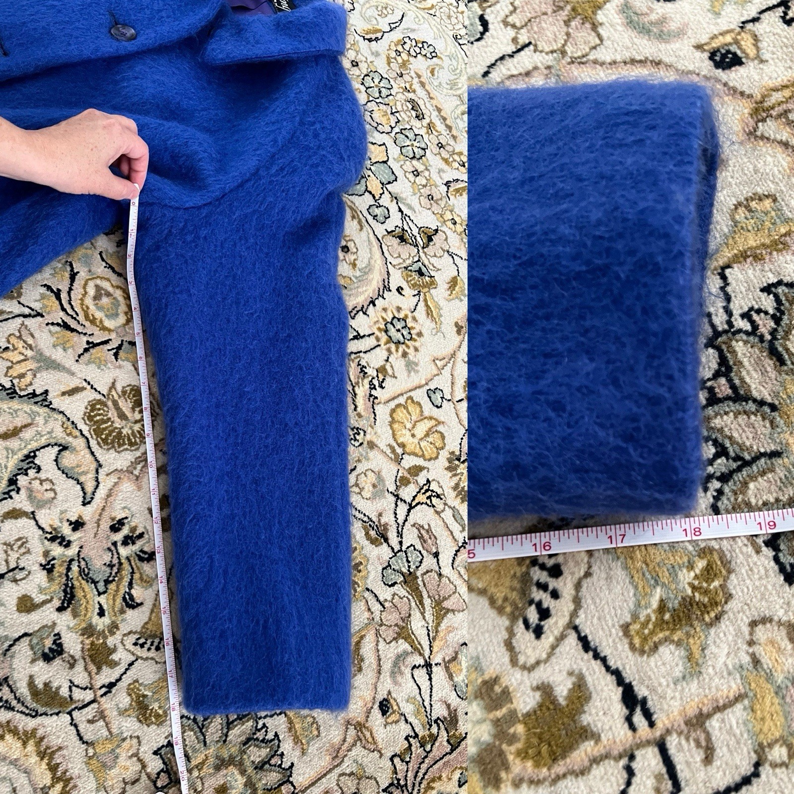 Loring Vintage 90% Mohair Wool Royal Blue Long Coat 14 XL Classic Union Made USA